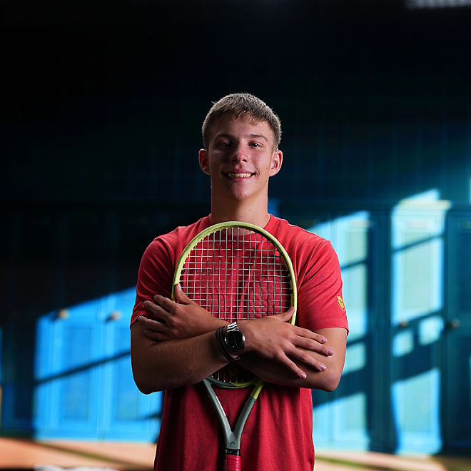 Benjamin Wenzel poses with racquet