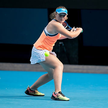 Charlotte Kempenaers takes a backhand shot