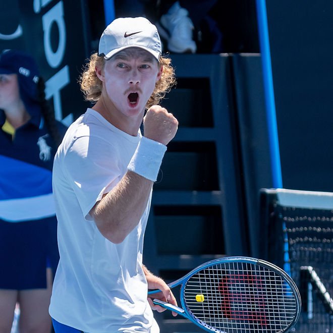 Dane Sweeny celebrates a winning point
