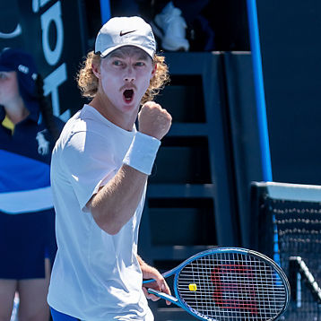 Dane Sweeny celebrates a winning point