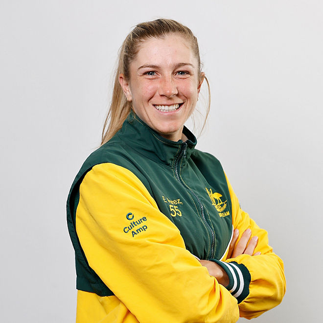 Ellen Perez poses in the Aussie Green and Gold