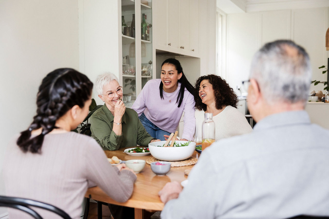 Multi generational family at the dining table