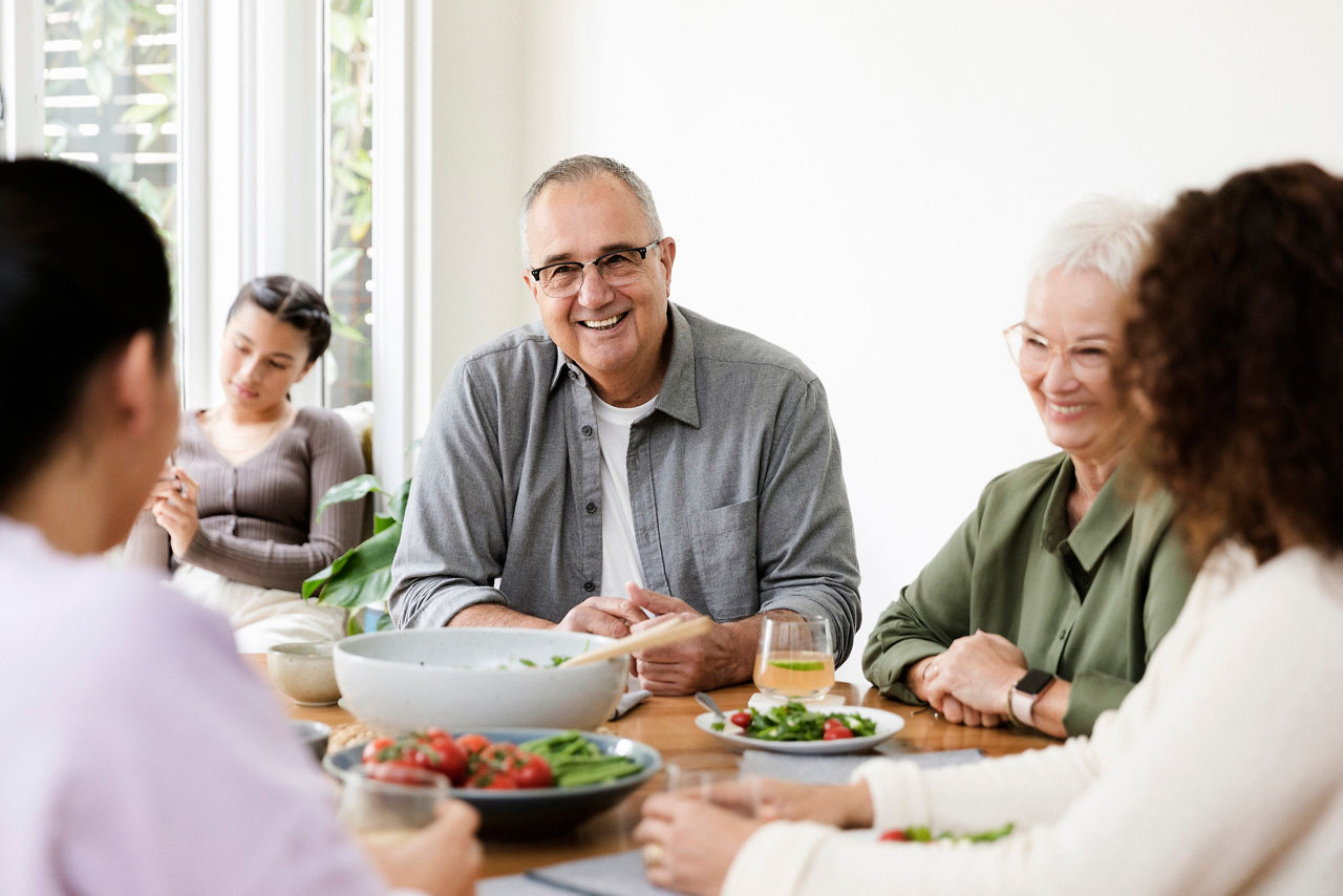 Multi generational family at the dining table