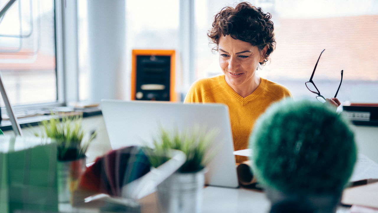 woman on a computer