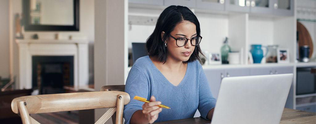 Young woman working on laptop