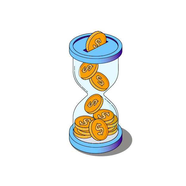 hourglass with coins