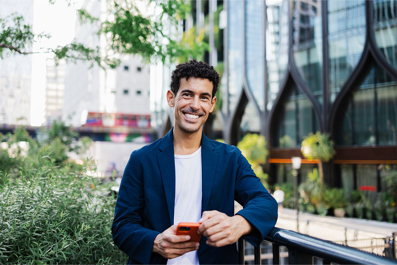 Image of young man with mobile phone