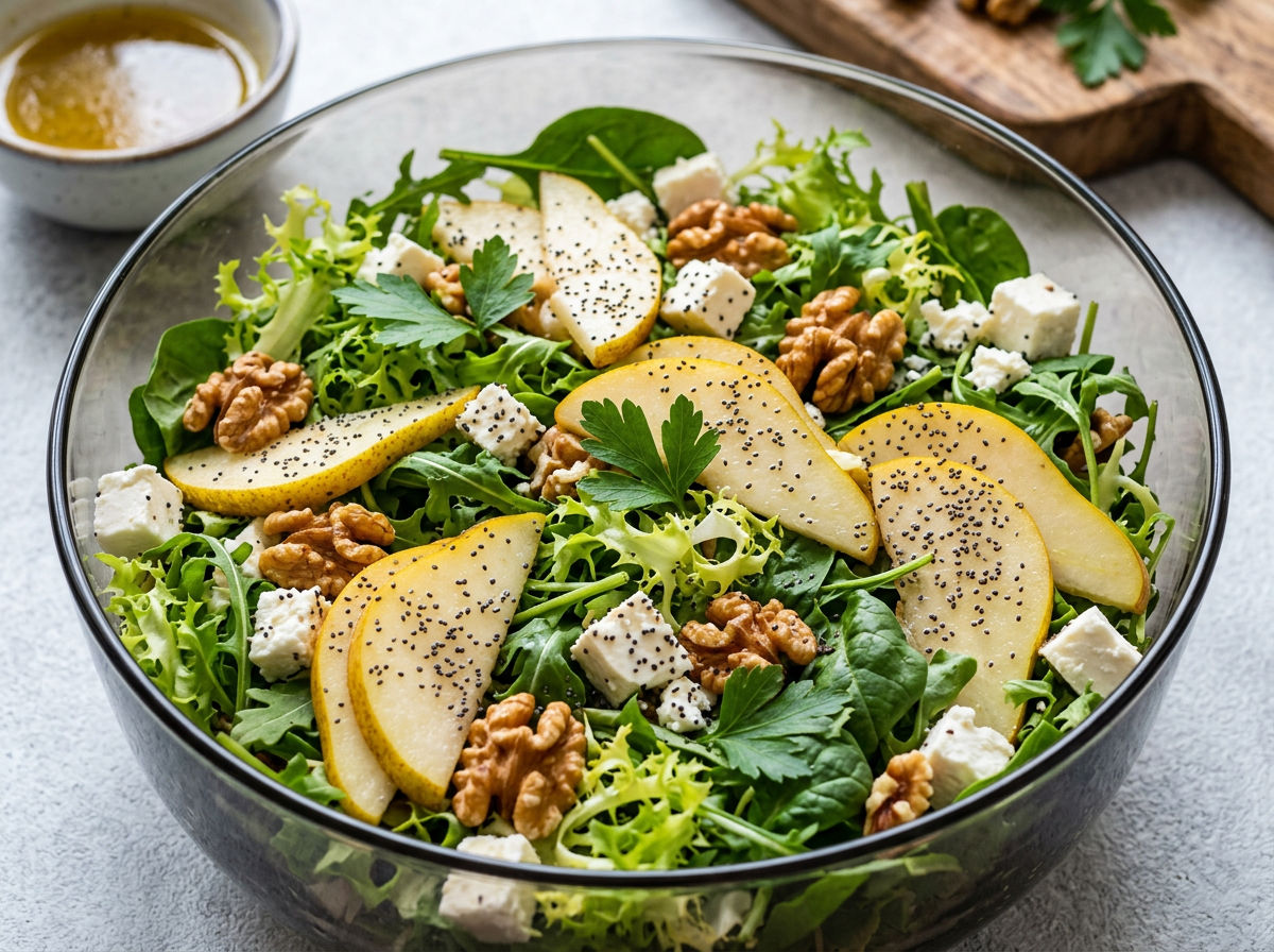 Autumn Pear Salad with Maple Candied Walnuts