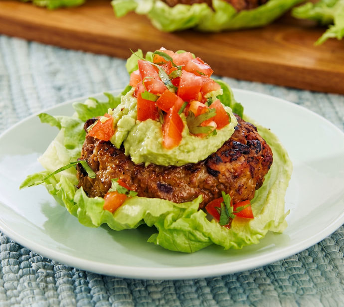 Beef & Bean Lettuce Burgers with Avocado Smash
