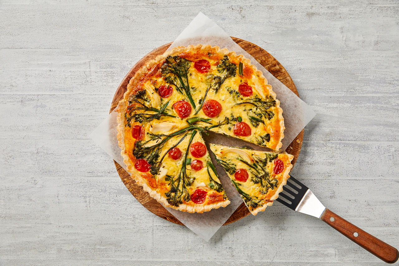Broccolini, Tomato & Chicken Quiche