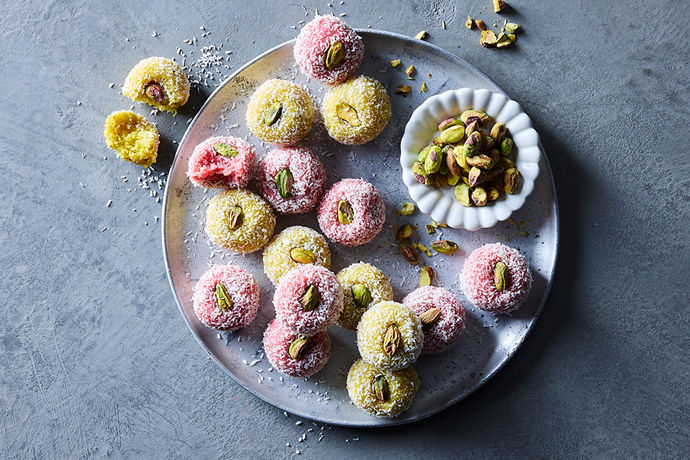 Coconut Ladoos with Pistachios
