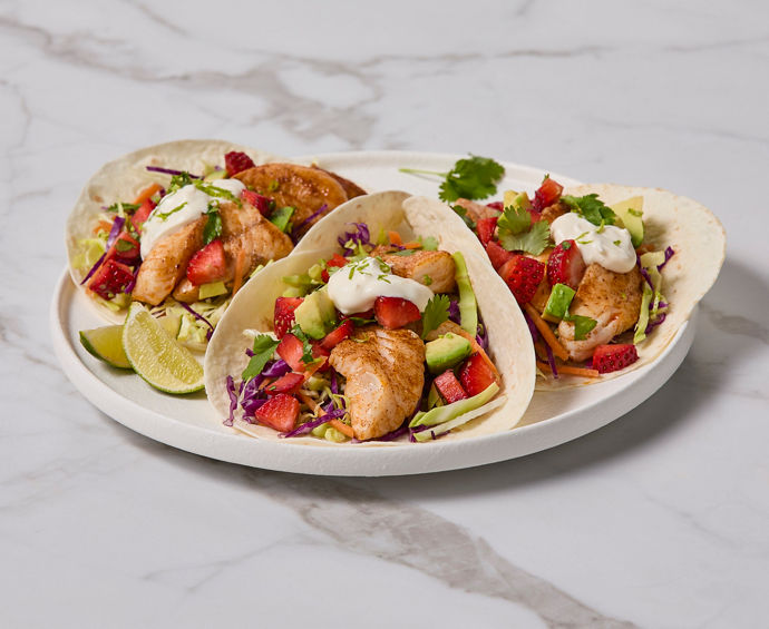 Fish Tacos with Strawberry & Avocado Salsa