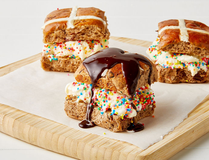 Hot Cross Bun Ice Cream Sandwich