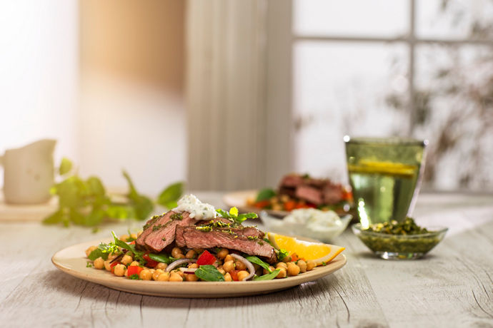 Lamb Salad Steak with Chickpea Salad