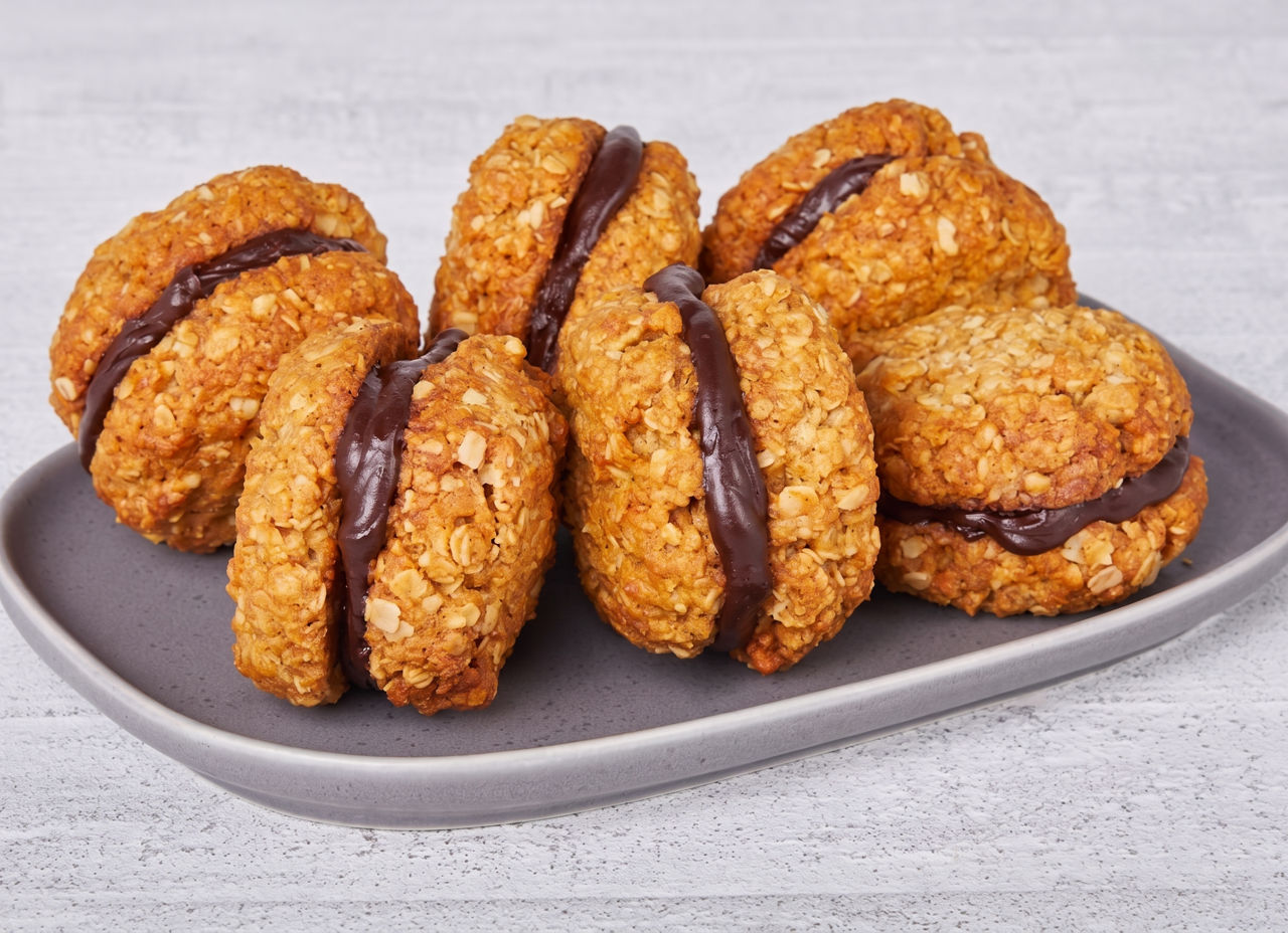 Oat Biscuit Sandwiches With Chocolate Ganache