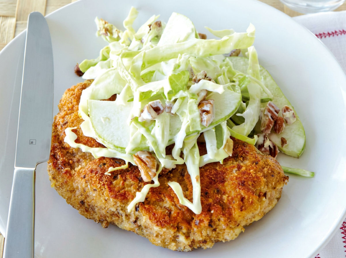 Pork Schnitzel with Pear Coleslaw