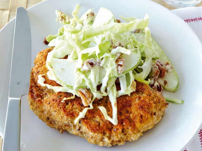 Pork Schnitzel with Pear Coleslaw