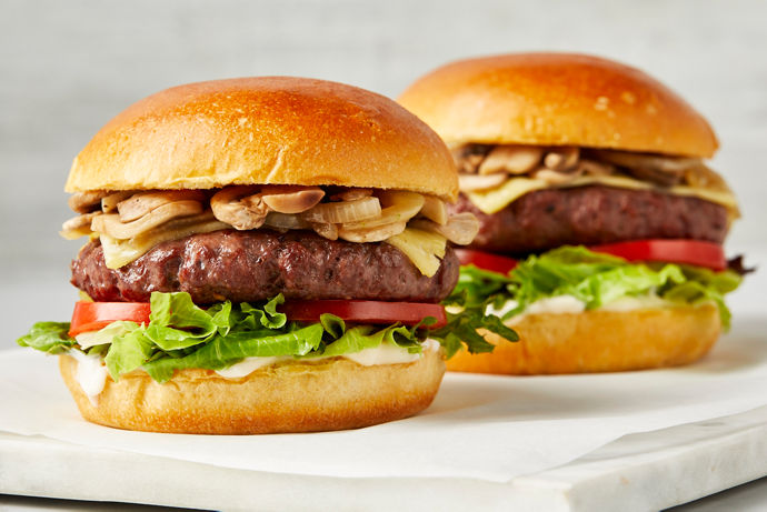 Retro Mushroom Swiss Cheese Burger