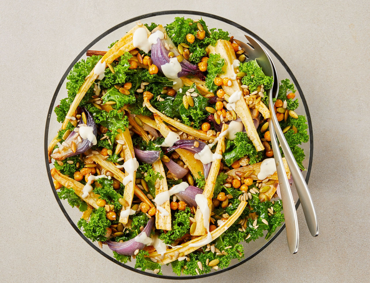 Roasted Chickpeas, Parsnip & Kale Salad